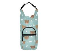 Kcldeci Cartoon Panda Bears Insulated Water Bottle Carrier Bag, Sling Bag Sleeve Pouch Holder with Strap for Travelling, Hiking, Camping