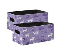 Kcldeci Cartoon Poodles Dogs Purple 2 Pack Storage Baskets for Organizing,Sturdy Foldable Storage Bins Organizer for Shelves Closet Nursery