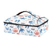 Kcldeci Cartoon Sea Creatures Insulated Thermal Food Carrier Insulated Casserole Carrier for Hot or Cold Food, Insulated Tote Bag for Potluck Cookouts Parties Picnic,Lasagna Lugger