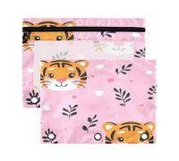 Kcldeci Cartoon Tiger Pencil Pouch for 3 Ring Binder,Pencil Pouches with Zipper Storage Bag, Clear Pen Case Office Stationery School Organizer