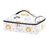 Kcldeci Cat Colorful Dots Insulated Thermal Food Carrier Insulated Casserole Carrier for Hot or Cold Food, Insulated Tote Bag for Potluck Cookouts Parties Picnic,Lasagna Lugger