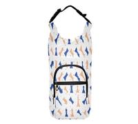 Kcldeci Chess Piece Pattern with Queen King Rook Water Bottle Holder with Strap Carrier Sling Bag with Phone Pocket Water Bottle Sleeve for Men Women Hiking Camping Travelling