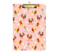 Kcldeci Chickens Roosters and Eggs Acrylic Clipboards Standard A4 Letter Size Clip Board for Classroom School and Office Use for Kids Student Teacher Silver 12x9in