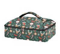 Kcldeci Christmas Candy Cane Insulated Thermal Food Carrier Insulated Casserole Carrier for Hot or Cold Food, Insulated Tote Bag for Potluck Cookouts Parties Picnic,Lasagna Lugger