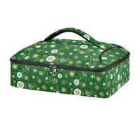 Kcldeci Christmas Snowflakes Green Insulated Thermal Food Carrier Insulated Casserole Carrier for Hot or Cold Food, Insulated Tote Bag for Potluck Cookouts Parties Picnic,Lasagna Lugger