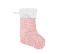 Kcldeci Christmas Stockings 2Pack Pink Glitter Xmas Stockings 17 inch Fireplace Hanging Stockings for Family Christmas Decoration
