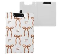Kcldeci Clipboard Folder,67 Ribbon Bows Brown A4 Foldable Clipboards File Folder Flip Writing Pad for Memo Form Document & School Office Work