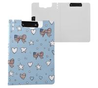Kcldeci Clipboard Folder,American Flag Star Ribbon Bows A4 Foldable Clipboards File Folder Flip Writing Pad for Memo Form Document & School Office Work