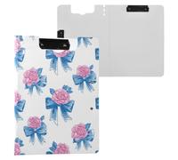 Kcldeci Clipboard Folder,Bows Pink Roses A4 Foldable Clipboards File Folder Flip Writing Pad for Memo Form Document & School Office Work