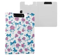 Kcldeci Clipboard Folder,Bows Pink Roses1 A4 Foldable Clipboards File Folder Flip Writing Pad for Memo Form Document & School Office Work