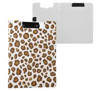 Kcldeci Clipboard Folder,Brown Leopard Print A4 Foldable Clipboards File Folder Flip Writing Pad for Memo Form Document & School Office Work