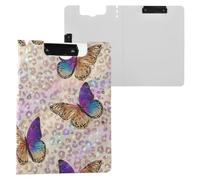 Kcldeci Clipboard Folder,Butterfly Rainbow Leopard A4 Foldable Clipboards File Folder Flip Writing Pad for Memo Form Document & School Office Work
