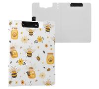 Kcldeci Clipboard Folder,Cute Bees Honey Flowers A4 Foldable Clipboards File Folder Flip Writing Pad for Memo Form Document & School Office Work