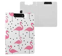 Kcldeci Clipboard Folder,Flamingo Dots A4 Foldable Clipboards File Folder Flip Writing Pad for Memo Form Document & School Office Work