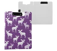 Kcldeci Clipboard Folder,Moose on Purple A4 Foldable Clipboards File Folder Flip Writing Pad for Memo Form Document & School Office Work