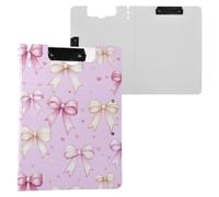 Kcldeci Clipboard Folder,Pink Gold Bows and Ribbons A4 Foldable Clipboards File Folder Flip Writing Pad for Memo Form Document & School Office Work
