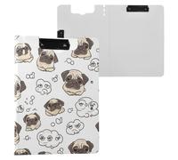Kcldeci Clipboard Folder,Pugs with Thought Bubbles A4 Foldable Clipboards File Folder Flip Writing Pad for Memo Form Document & School Office Work