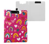 Kcldeci Clipboard Folder,Rainbow and Heart A4 Foldable Clipboards File Folder Flip Writing Pad for Memo Form Document & School Office Work