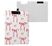 Kcldeci Clipboard Folder,Red 67 Ribbon Bows A4 Foldable Clipboards File Folder Flip Writing Pad for Memo Form Document & School Office Work