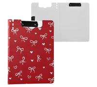Kcldeci Clipboard Folder,Ribbon Bows and Hearts A4 Foldable Clipboards File Folder Flip Writing Pad for Memo Form Document & School Office Work