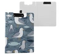 Kcldeci Clipboard Folder,Seagulls and Fish A4 Foldable Clipboards File Folder Flip Writing Pad for Memo Form Document & School Office Work