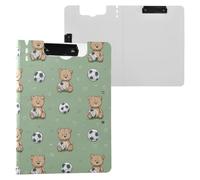 Kcldeci Clipboard Folder,Teddy Bear Soccer A4 Foldable Clipboards File Folder Flip Writing Pad for Memo Form Document & School Office Work