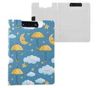 Kcldeci Clipboard Folder,Umbrella Star Moon A4 Foldable Clipboards File Folder Flip Writing Pad for Memo Form Document & School Office Work