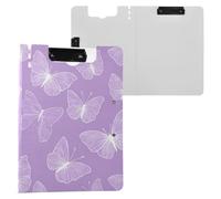 Kcldeci Clipboard Folder,White Butterfly Purple A4 Foldable Clipboards File Folder Flip Writing Pad for Memo Form Document & School Office Work