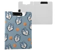 Kcldeci Clipboard Folder,Wolf Head and Basketball A4 Foldable Clipboards File Folder Flip Writing Pad for Memo Form Document & School Office Work
