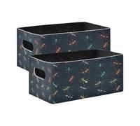 Kcldeci Colorful Ants on A Navy Blue 2 Pack Storage Baskets for Organizing,Sturdy Foldable Storage Bins Organizer for Shelves Closet Nursery
