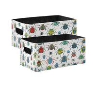 Kcldeci Colorful Beetles 2 Pack Storage Baskets for Organizing,Sturdy Foldable Storage Bins Organizer for Shelves Closet Nursery