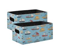 Kcldeci Colorful Pirate Ships 2 Pack Storage Baskets for Organizing,Sturdy Foldable Storage Bins Organizer for Shelves Closet Nursery