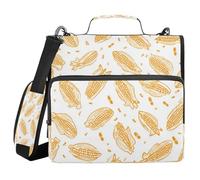 Kcldeci Corn Cobs Pattern 3 Ring 1.5 Inch Zipper Binder,500 Sheet Organizer Binder Bag with Shoulder Strap Expanding Files for School and Office