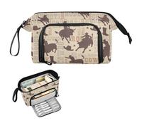 Kcldeci Cowboy Rodeo Pattern Seamless Pencil Case for Boys Girls, Adult Big Pencil Bag with Zipper, Teens Large Storage Pencil Box for School Office