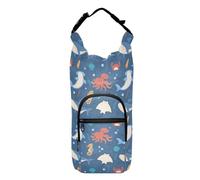 Kcldeci Crab Whale Octopus Shark Stingray Water Bottle Holder with Strap Carrier Sling Bag with Phone Pocket Water Bottle Sleeve for Men Women Hiking Camping Travelling
