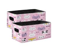 Kcldeci Cute Animal Faces 2 Pack Storage Baskets for Organizing,Sturdy Foldable Storage Bins Organizer for Shelves Closet Nursery