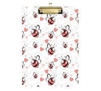Kcldeci Cute Bee in Love and Hearts Acrylic Clipboards Standard Letter A4 Size Clipboards for Classroom, Teacher Women Clip Board Office School Supplies Silver 12x9in
