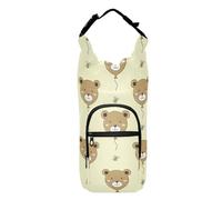 Kcldeci Cute Brown Bear Balloons and Little Bees Insulated Water Bottle Carrier Bag, Sling Bag Sleeve Pouch Holder with Strap for Travelling, Hiking, Camping