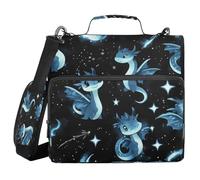 Kcldeci Cute Cartoon Dragons 3 Ring 1.5 Inch Zipper Binder,500 Sheet Trapper Keeper Organizer Binder Bag with Shoulder Strap Expanding Files for School and Office
