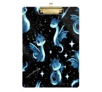 Kcldeci Cute Cartoon Dragons Acrylic Clipboard A4 Size Clipboards for Classroom Nursing Clip Board Hardboard for Office Supplies, School Silver12x9in