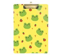 Kcldeci Cute Cartoon Frog Colorful Acrylic Clipboards Standard Letter A4 Size Clipboards for Classroom, Teacher Women Clip Board Office School Supplies Gold 12x9in