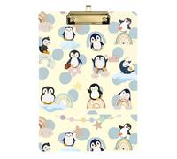 Kcldeci Cute Cartoon Penguin and Snow Acrylic Clipboards Standard Letter A4 Size Clipboards for Classroom, Teacher Women Clip Board Office School Supplies Gold 12x9in