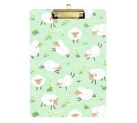 Kcldeci Cute Cartoon Sheep Acrylic Clipboards Standard Letter A4 Size Clipboards for Classroom, Teacher Women Clip Board Office School Supplies Gold 12x9in