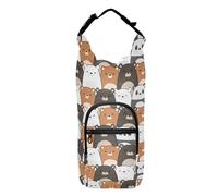Kcldeci Cute Kawaii Teddy Bear Panda Insulated Water Bottle Carrier Bag, Sling Bag Sleeve Pouch Holder with Strap for Travelling, Hiking, Camping