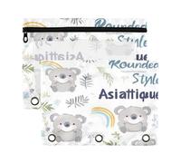 Kcldeci Cute Koalas with Rainbows Pencil Pouch for 3 Ring Binder,Pencil Pouches with Zipper Pencil Bag, Clear Pencil Case Office Stationery School Organizer