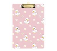 Kcldeci Cute Little Duck Pattern Acrylic Clipboard A4 Size Clipboards for Classroom Nursing Clip Board Hardboard for Office Supplies, School Gold 12x9in