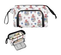 Kcldeci Cute Little Raccoon USA Patriotic Pencil Case for Boys Girls, Adult Big Pencil Bag with Zipper, Teens Large Storage Pencil Box for School Office