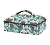 Kcldeci Cute Pug Dog Faces Insulated Thermal Food Carrier Insulated Casserole Carrier for Hot or Cold Food, Insulated Tote Bag for Potluck Cookouts Parties Picnic,Lasagna Lugger