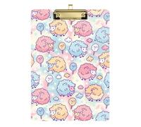 Kcldeci Cute Sheep and Cotton Candy Acrylic Clipboards Standard Letter A4 Size Clipboards for Classroom, Teacher Women Clip Board Office School Supplies Silver 12x9in