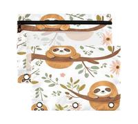 Kcldeci Cute Sloths Branch Pencil Pouch for 3 Ring Binder,Pencil Pouches with Zipper Storage Bag, Clear Pen Case Office Stationery School Organizer
